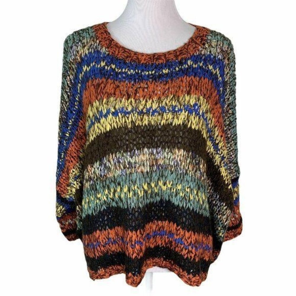 Urban Mango Multicolor Dolman Sleeve Boho Sweater